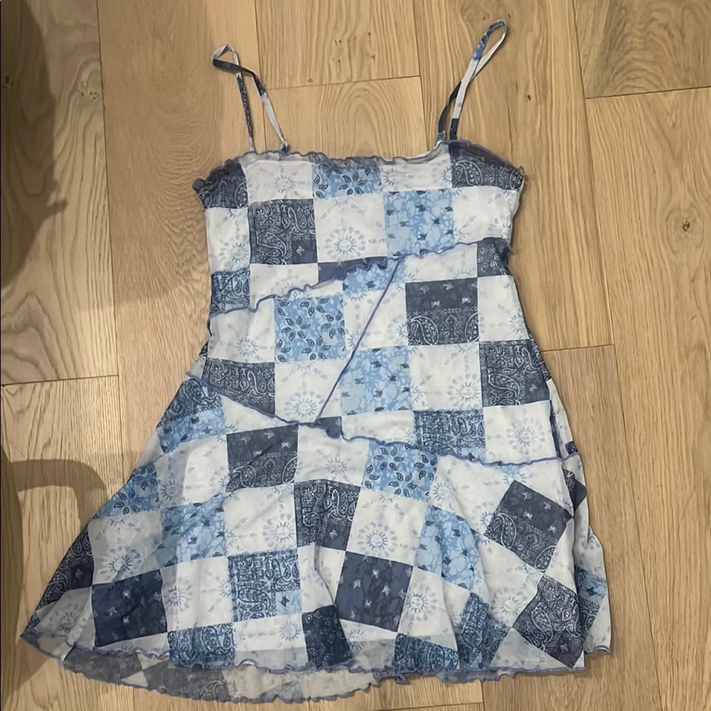 Patchwork Blue and White Kids Dress